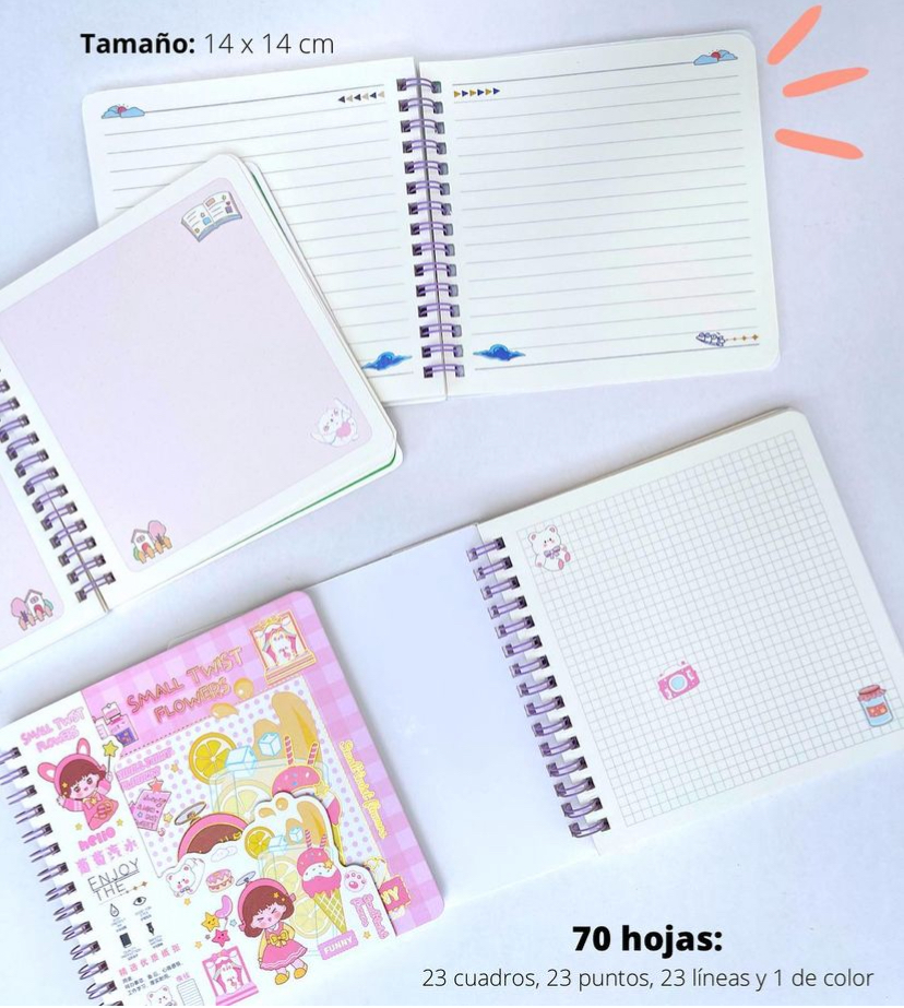 LIBRETA CUADRADA KAWAII