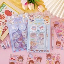 SET WASHI TAPE + STICKERS Y BOLI CÚTER