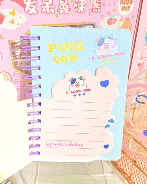 MINI LIBRETA PINK COW