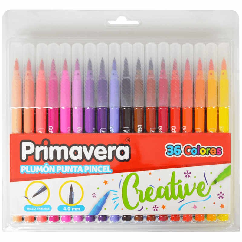 MARCADORES PUNTA PINCEL PRIMAVERA X36