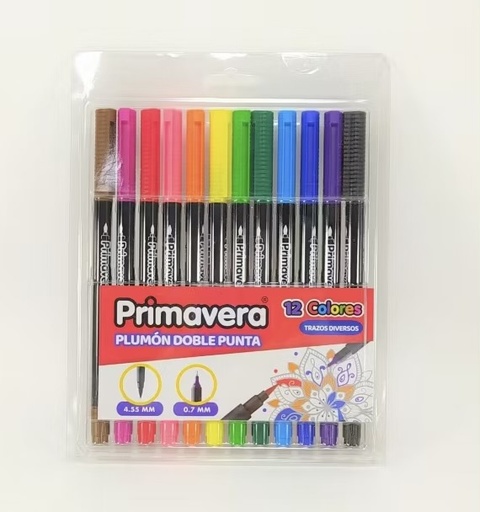 MARCADORES DOBLE PUNTA PINCEL PRIMAVERA X12