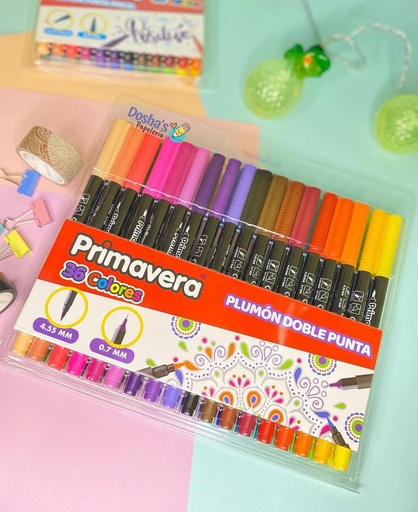 MARCADORES DOBLE PUNTA PINCEL PRIMAVERA X36