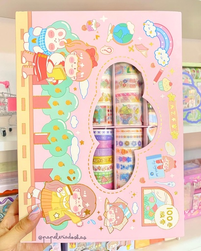 CAJA DE WASHI TAPE CUTE X100